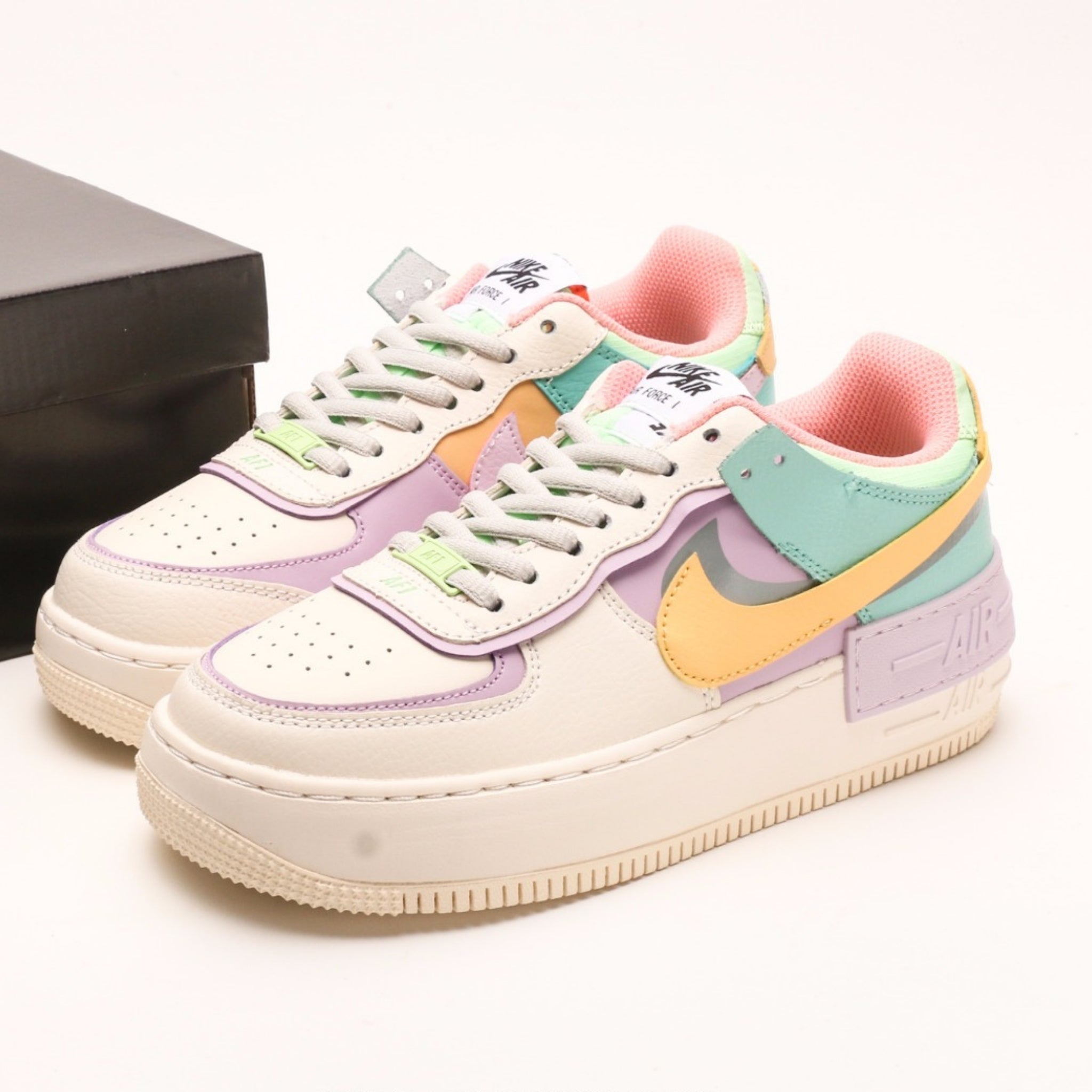 Nike Air Force 1 Shadow Yellow-Pink Swoosh