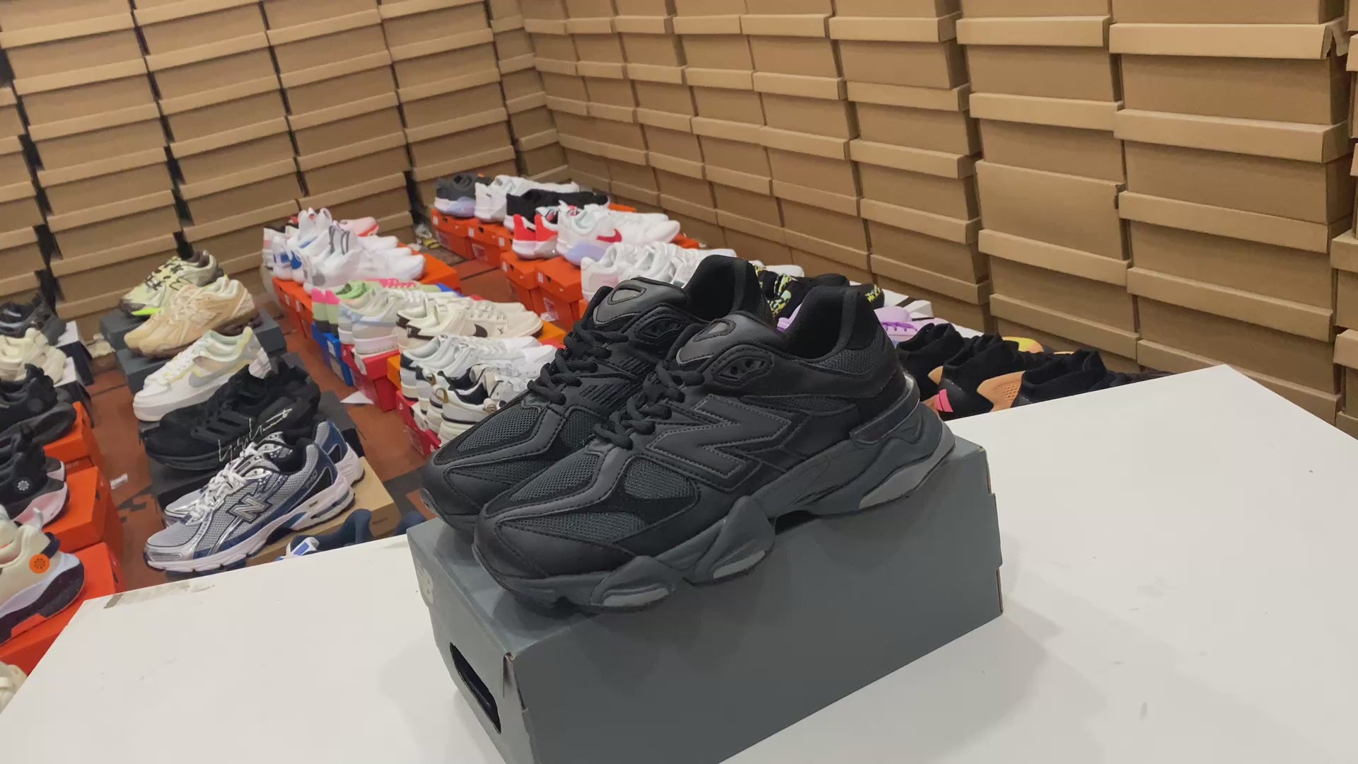 New Balance 9060 Triple Black Leather