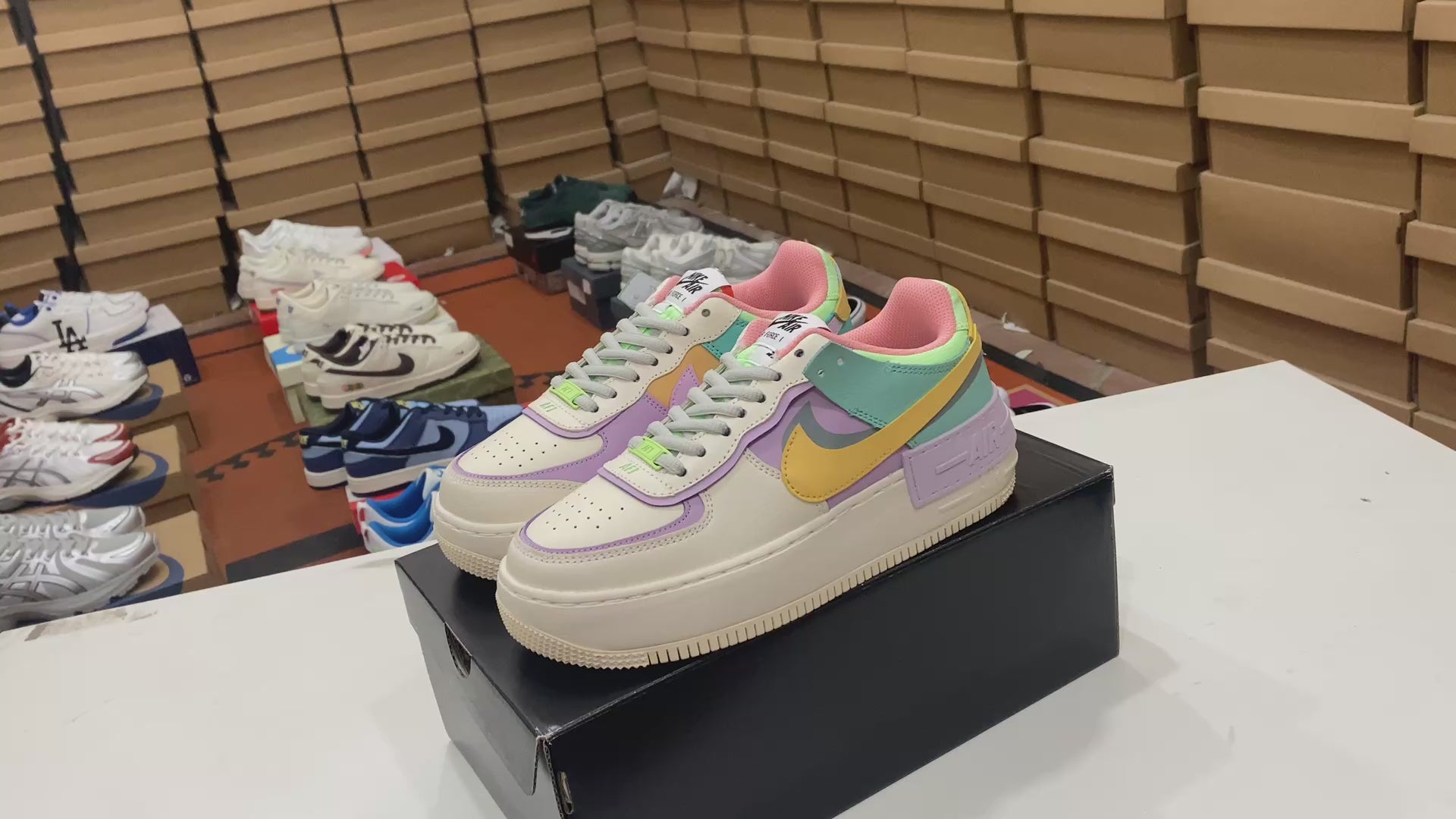 Nike Air Force 1 Shadow Yellow-Pink Swoosh